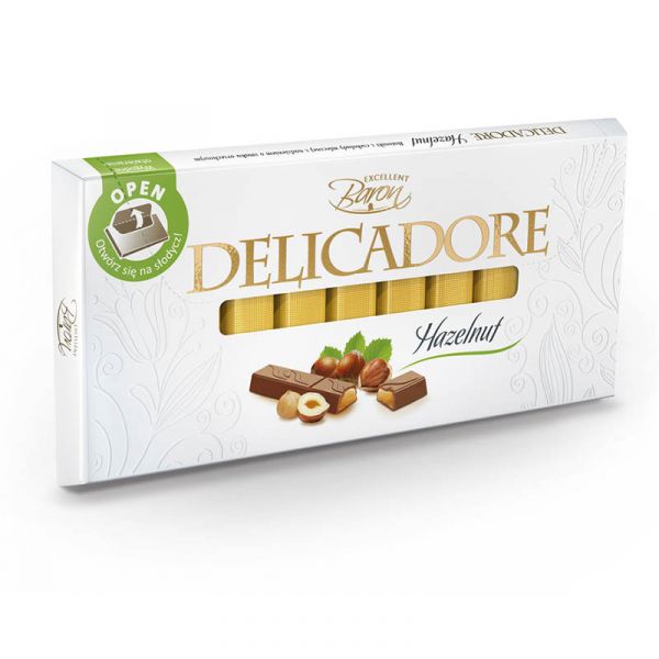 Шоколадні батончики з горіховою начинкою Delicadore HAZELNUT 200г