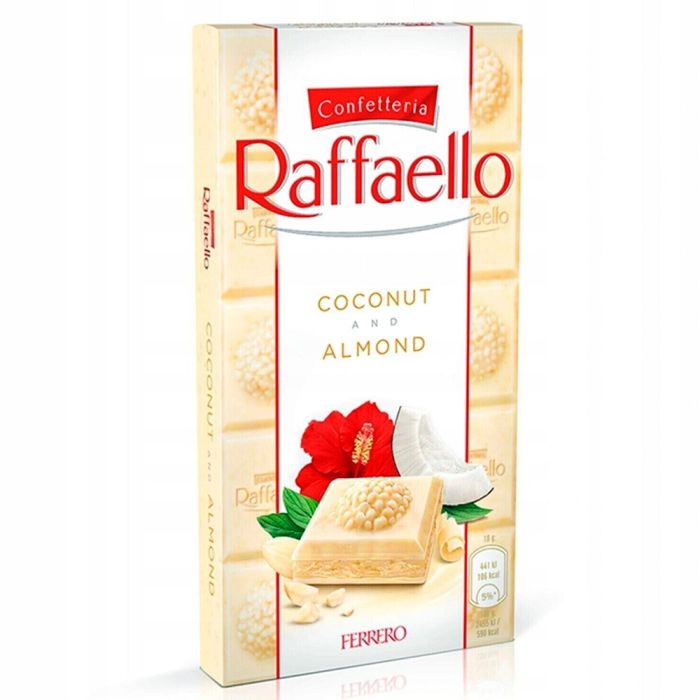 Білий шоколад Ferrero Raffaello начинка з мигдалю та кокосу 90 г