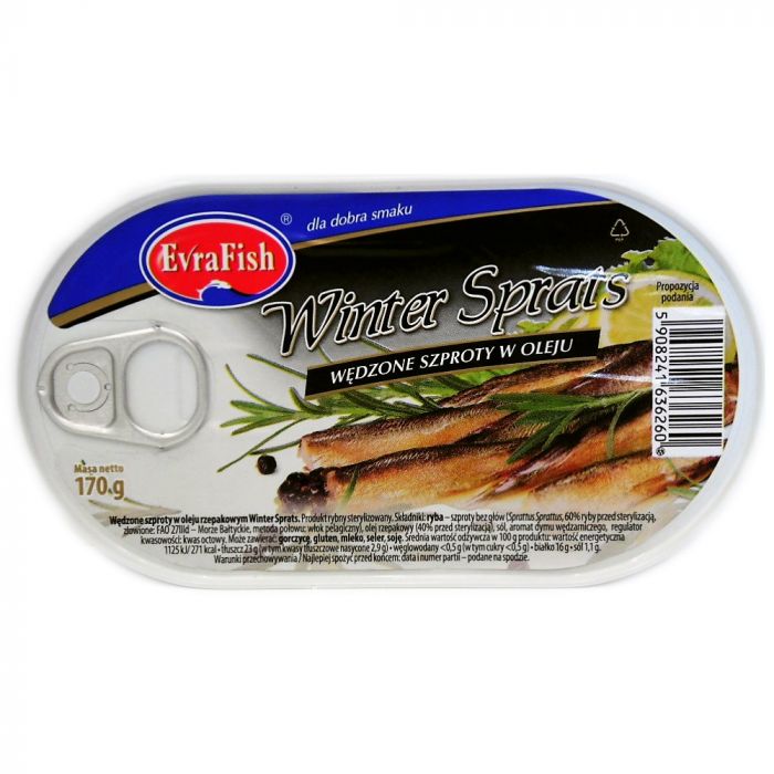 Консервовані шпроти в рослинній олії Evra Fish 170g