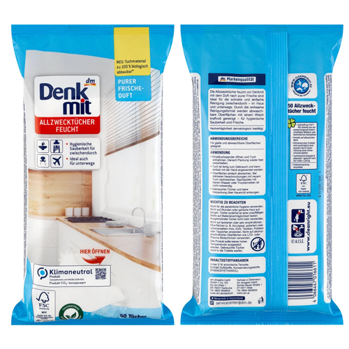 Вологі серветки для прибирання Denkmit Pure Frische 50 шт