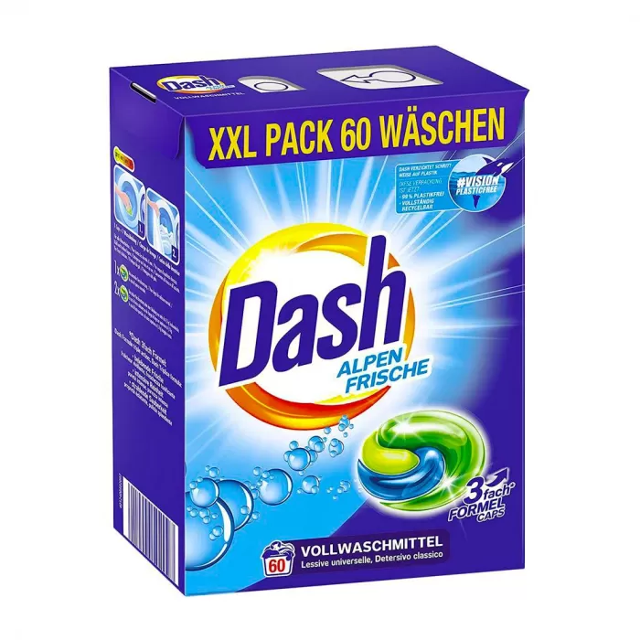 Капсули для прання Dash Alpen Frische світлі речі 60 шт