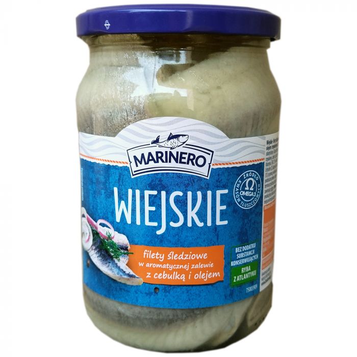 Філе оселедця з цибулею в скляній банці Marinero 600g