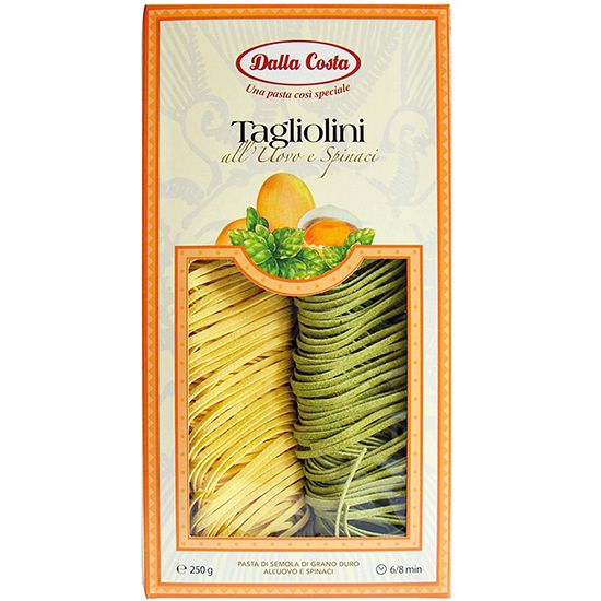 Макаронні вироби зі шпинатом та яйцем Tagliolini Dalla Costa 250г