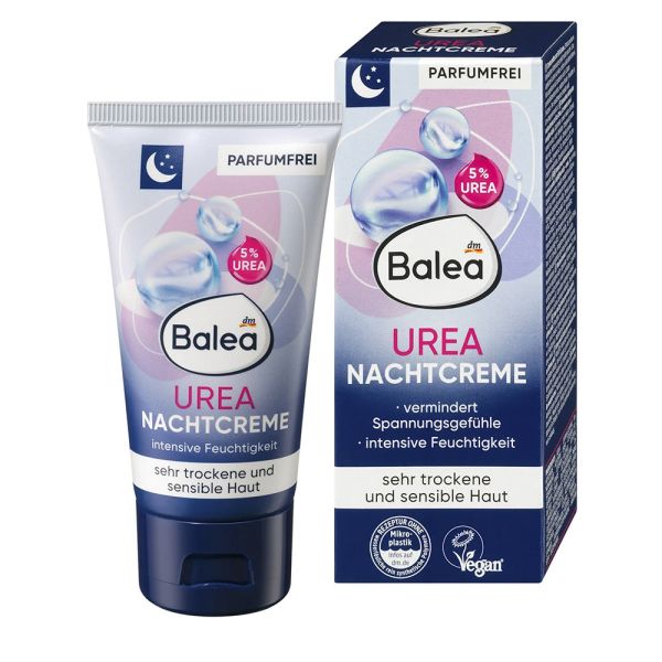 Нічний крем з сечовиною для сухої шкіри обличчя Balea urea 50 мл