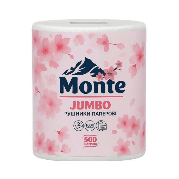 Паперовий 2-шаровий рушник Monte 500 відривів