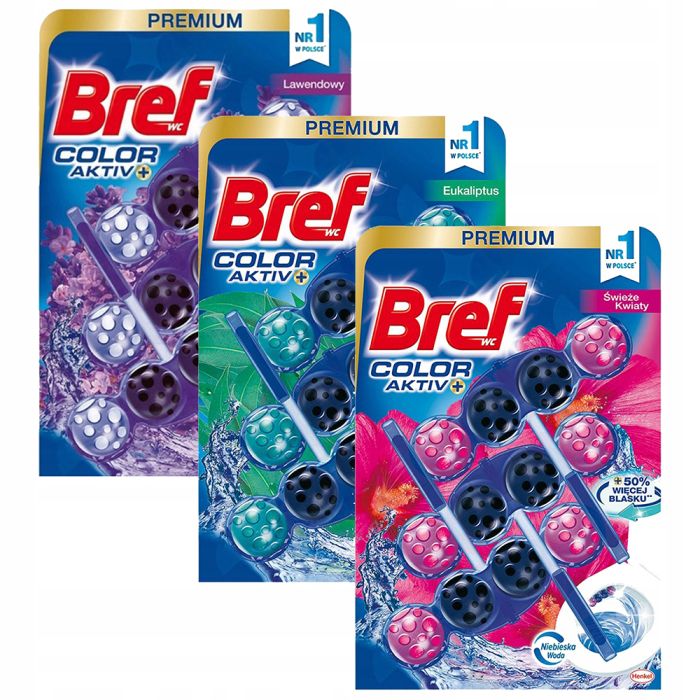 Підвіска для унітазу блакитна вода Bref Color Aktiv 3 шт