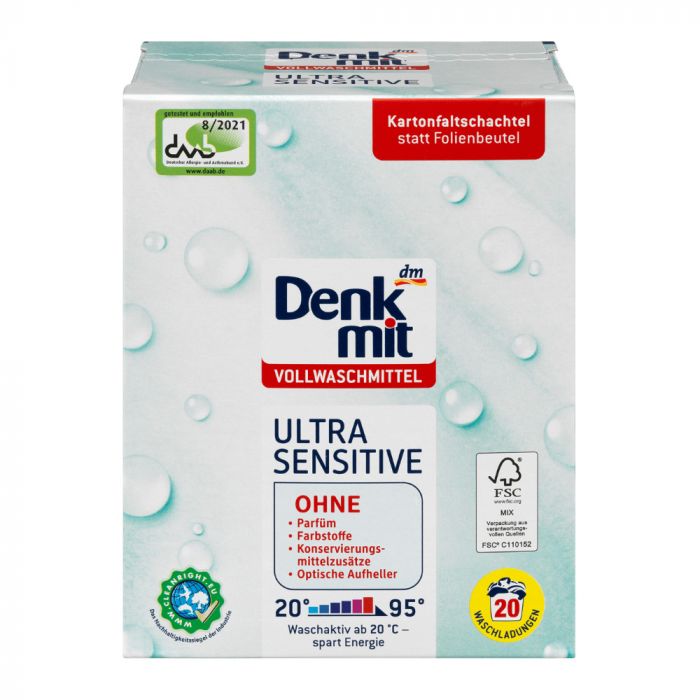 Безфосфатний порошок для прання світлих речей DenkMit Ultra Sensitive 1,35 кг (18 прань)