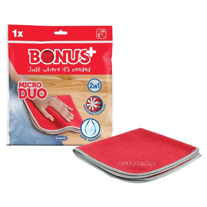 Подвійна серветка з мікрофібри для миття вікон і скла Bonus Micro Duo 1 шт