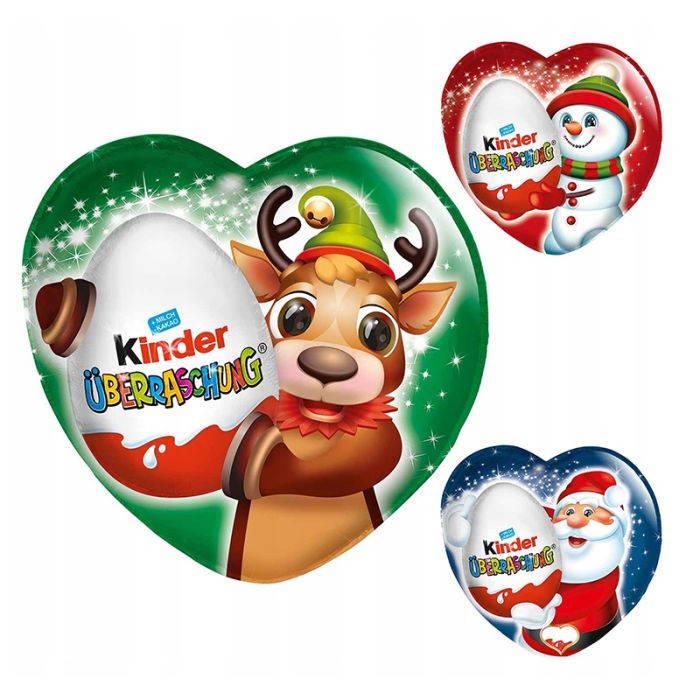 Новорічна фігурка у формі серця + яйце-сюрприз Kinder 43 г