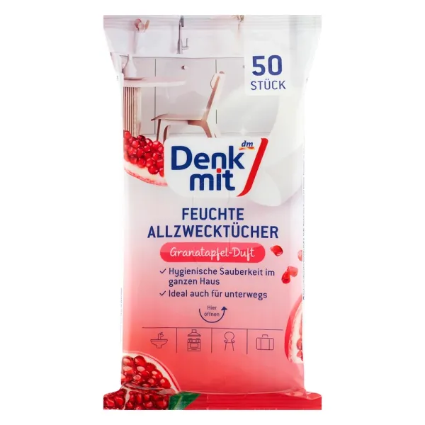 Вологі серветки для прибирання з ароматом граната Denkmit  50 шт