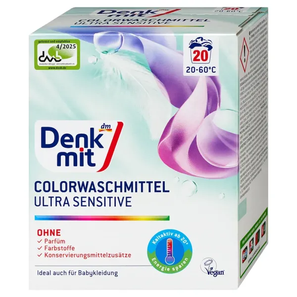 Безфосфатний порошок для прання кольорових речей DenkMit Ultra Sensitive 1,35кг (18 прань)