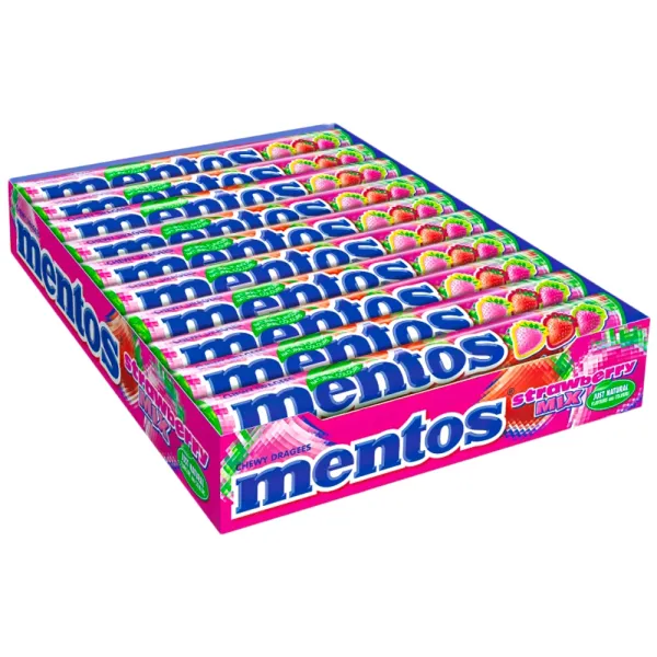Жувальні цукерки Mentos полуничний мікс 20 шт