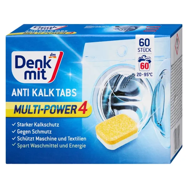 Таблетки від вапняного нальоту для пральної машини Denkmit Anti-Kalk 60 шт