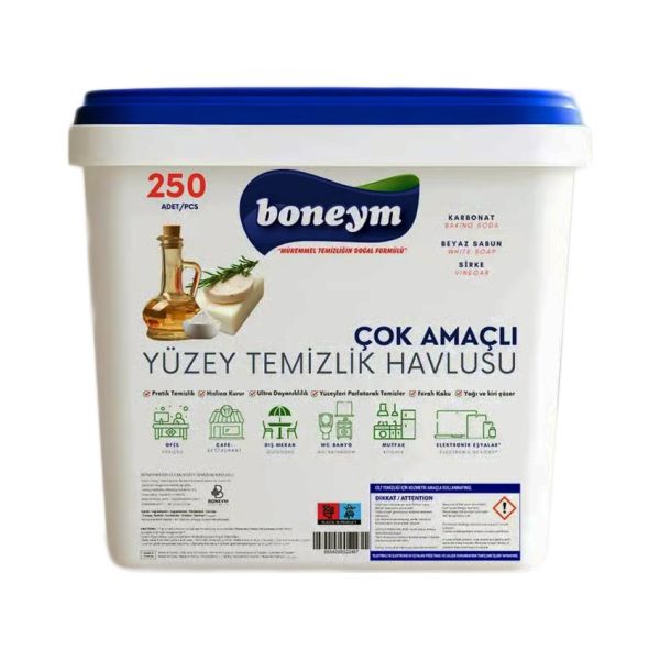 Вологі серветки для прибирання Boneym 250 шт