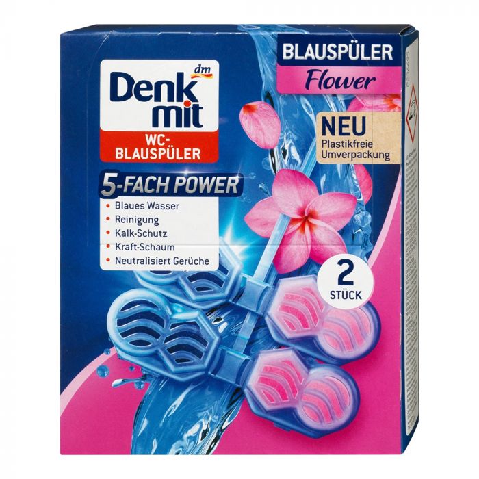 Підвіска для унітазу блакитна вода DenkMit Blauspüler Flower Splash 2 шт
