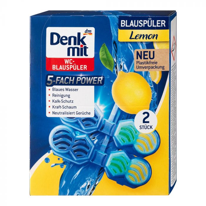 Підвіска для унітазу блакитна вода DenkMit Blauspüler Lemon Splash 2 шт