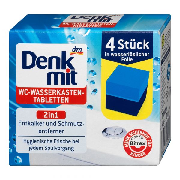 Чистячі блоки для бачка унітазу DenkMit блакитна вода 4 шт